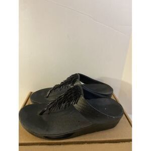 FitFlop Size 10 Women Shoe ChaCha‎ Nimbus Silver Pewter Beaded  Sandal